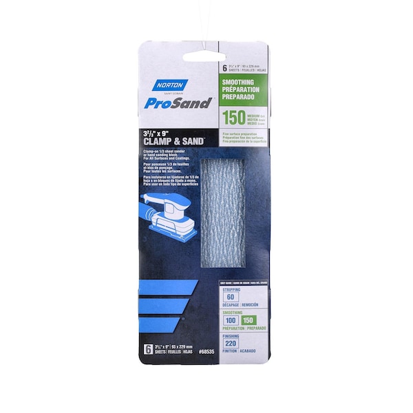 Norton Abrasives Norton ProSand 9 in. L X 3 in. W Aluminum Oxide 150 Grit Fine 1/3 Sheet Sander 07660768535 - main